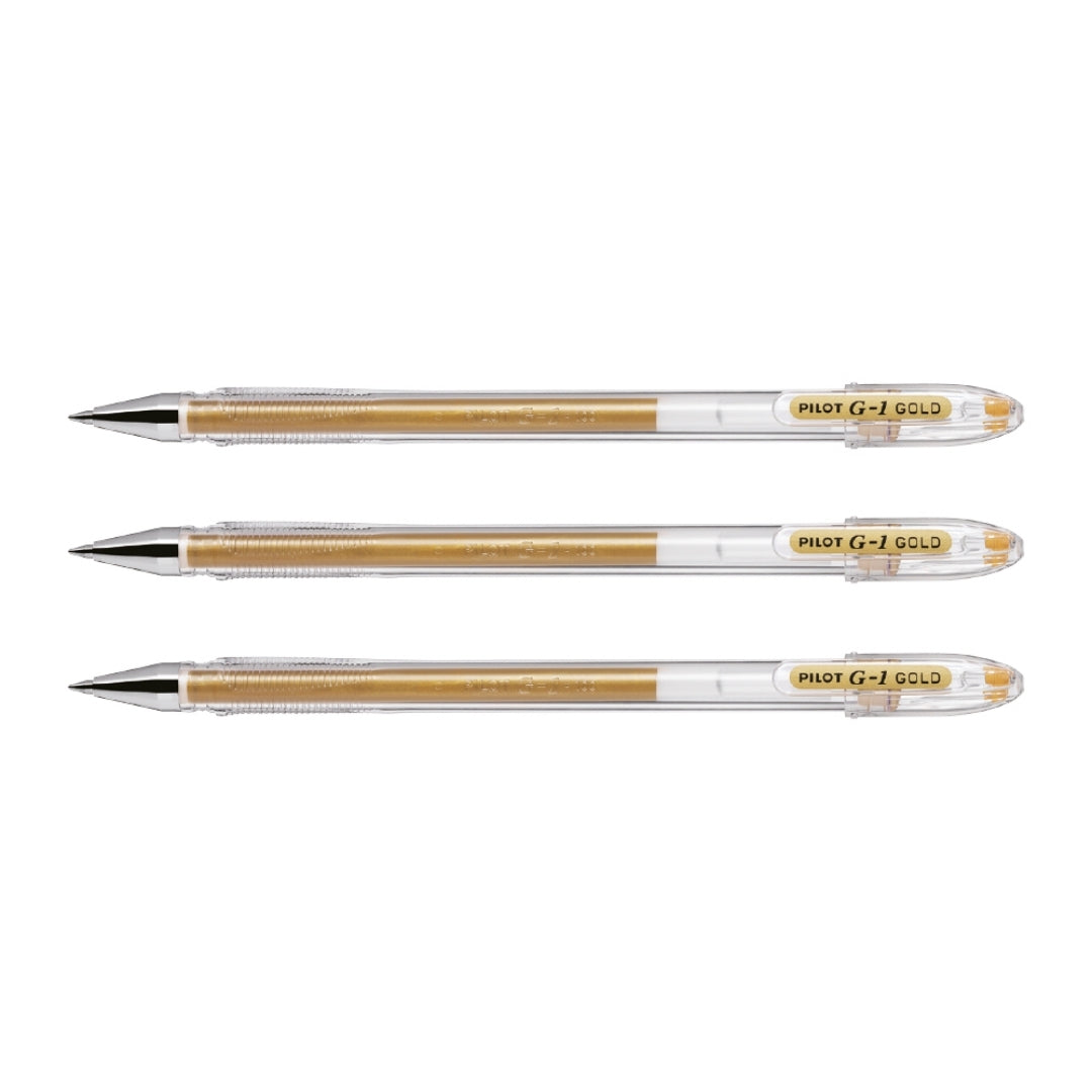 Bolígrafo Pilot Tinta Gel G-1 Dorado x3