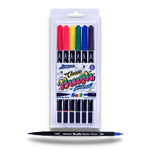 Artesco Marcador Dual Brush Pen x 6 Básicos