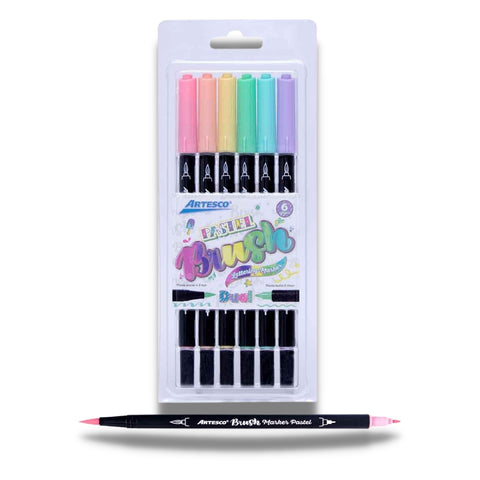 Marcador Artesco Dual Brush Pen x 6 Pastel