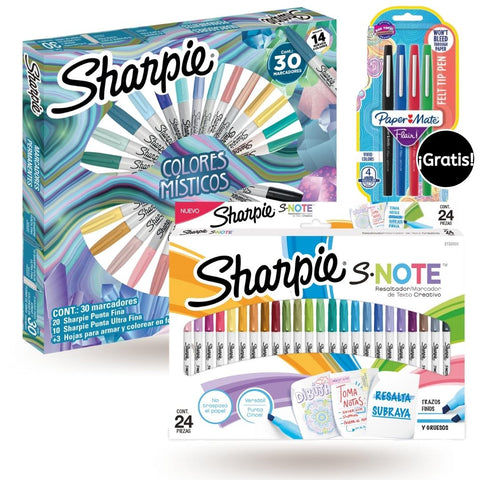Pack Marcadores Sharpie Colores Místicos X 30 + 24 Snote