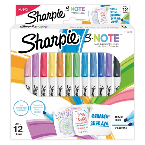 Marcador Sharpie S-Note x 12 Pastel