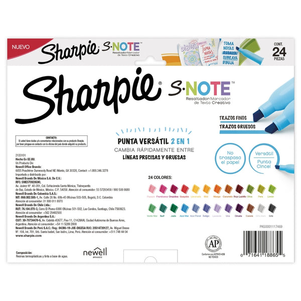 Marcador Sharpie S-Note x 24 Pastel
