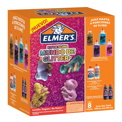 Kit Para Hacer Slime Glitter World Elmer's 8 Piezas