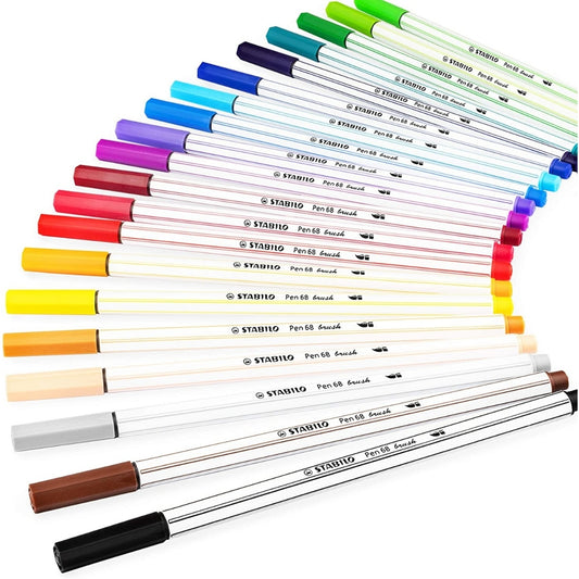 Marcador Stabilo Pen 68 Brush x 25 Colores Estuche Metálico