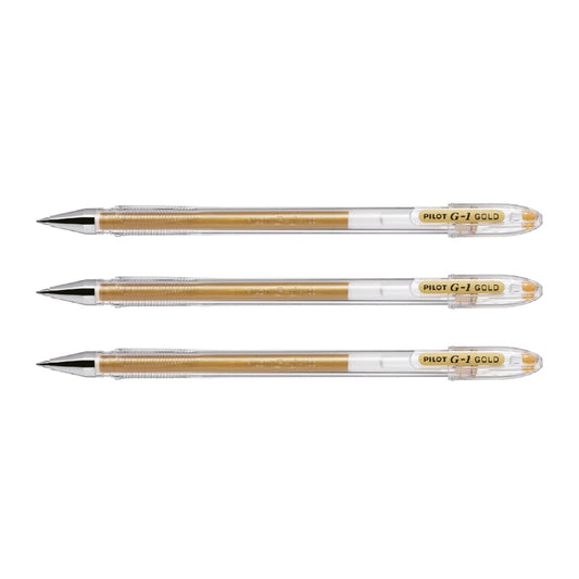 Bolígrafo Pilot Tinta Gel G-1 Dorado x3