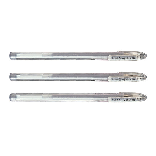 Bolígrafo Pilot Tinta Gel G-1 Plateado x3