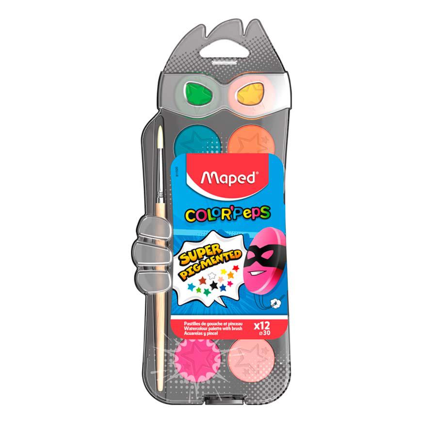 Acuarelas Maped Super Héroes x 12 Colores + Pincel
