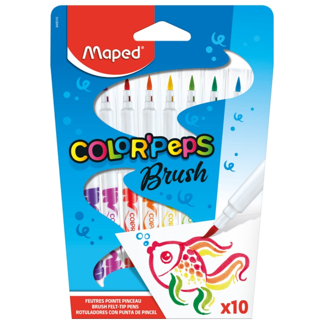 Plumones Maped Brush Punta Pincel x 10