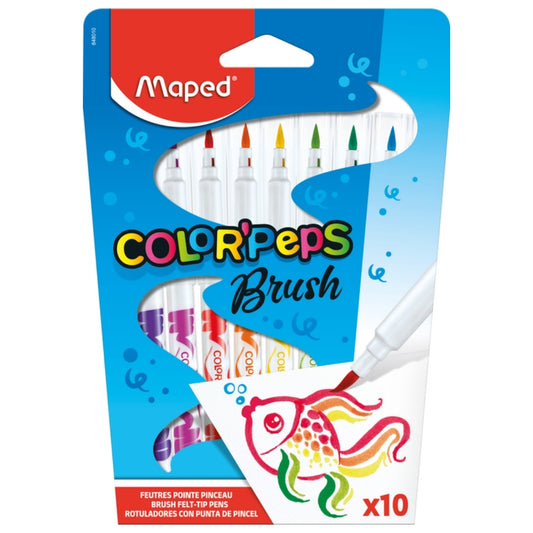 Plumones Maped Brush Punta Pincel x 10
