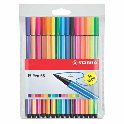 Plumones Stabilo Pen 68 Premium x 15 Colores