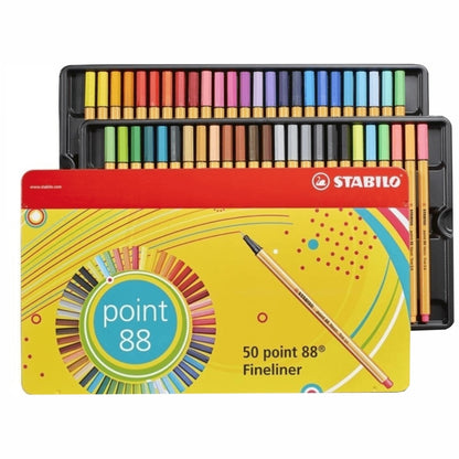 Fine Pen Point 88 Stabilo x 50 Colores Estuche Metálico
