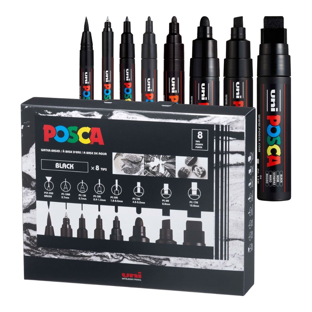 Marcadores Posca Set x 8 Black Mix