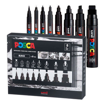 Marcadores Posca Set x 8 Black Mix