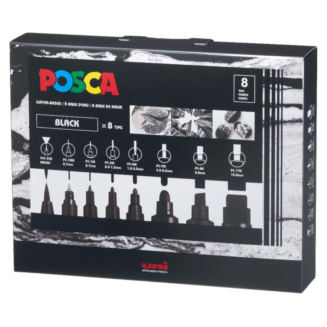 Marcadores Posca Set x 8 Black Mix