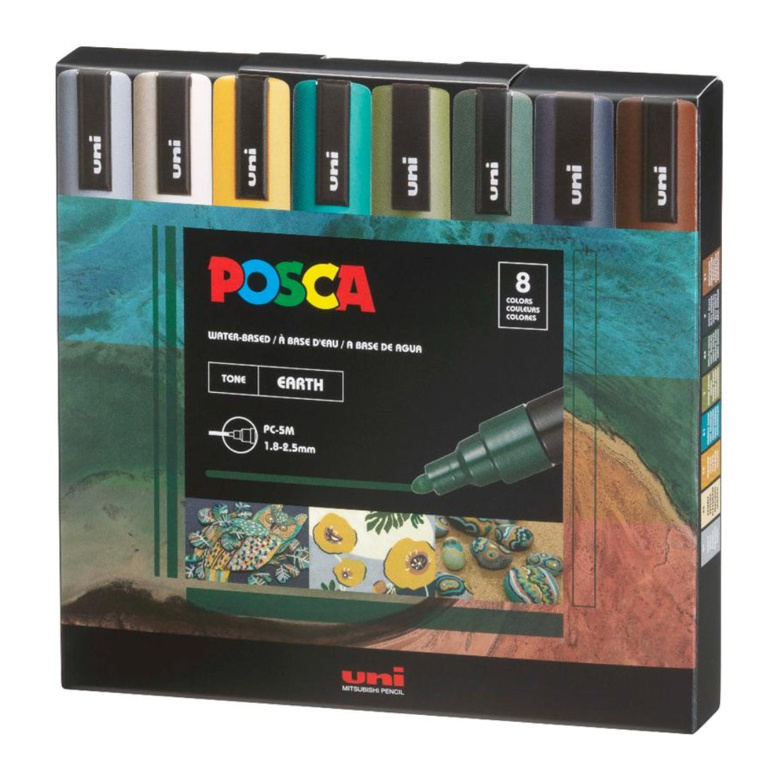 Set Marcadores Posca Punta 5M X 8 Earth