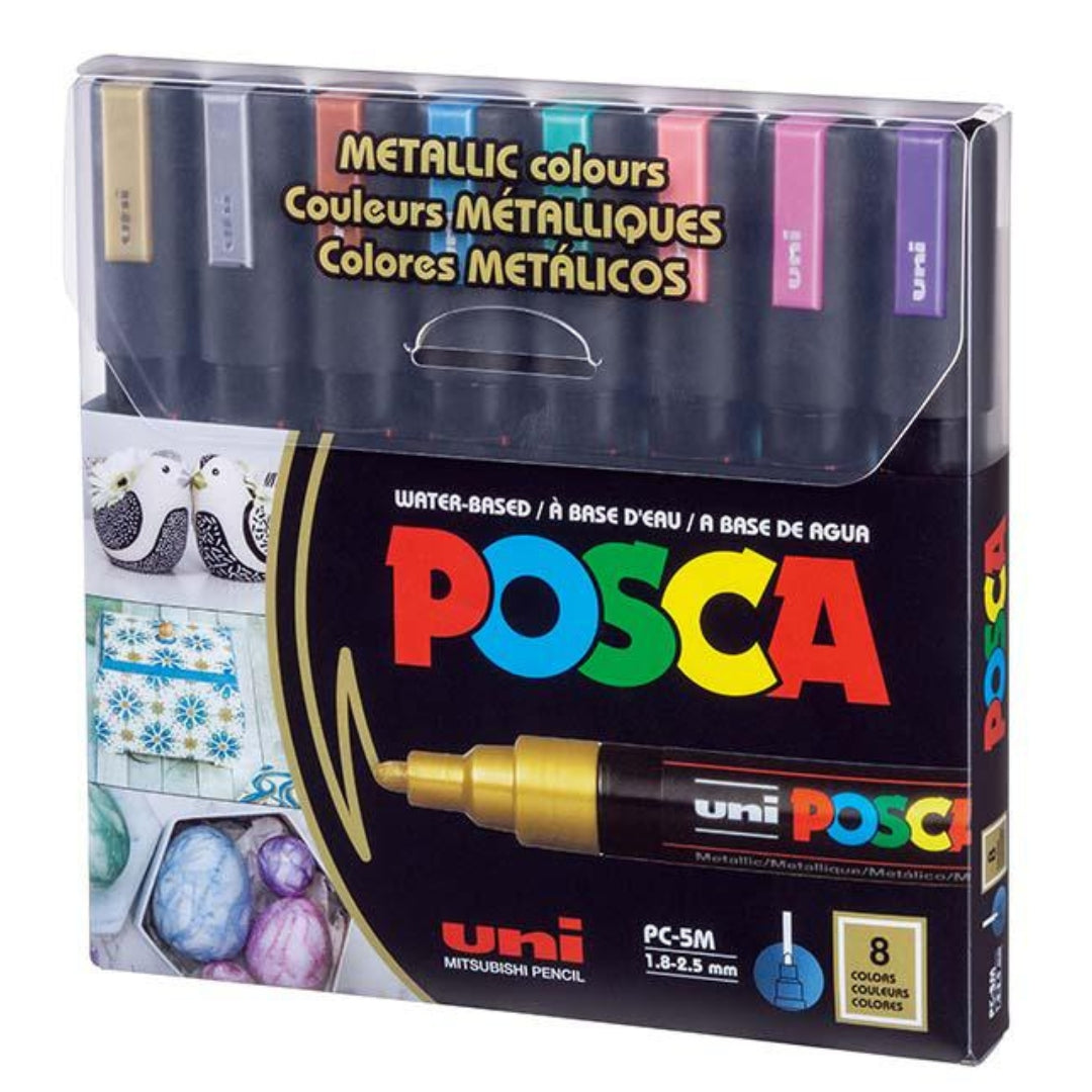 Set Marcadores Posca Punta 5M X 8 Metálicos
