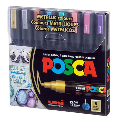 Set Marcadores Posca Punta 5M X 8 Metálicos