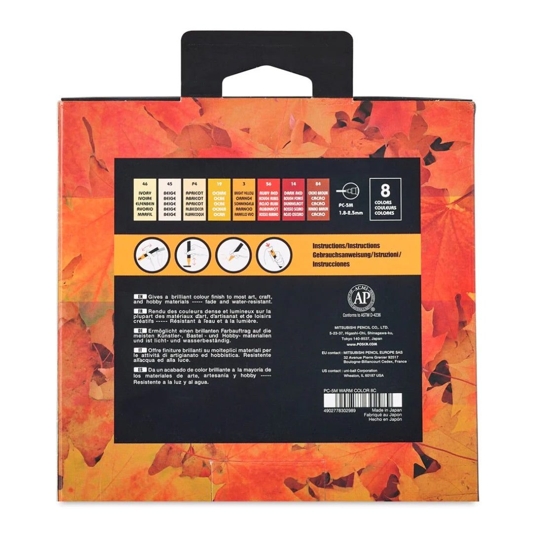 Set Marcadores Posca Punta 5M X 8 Warm