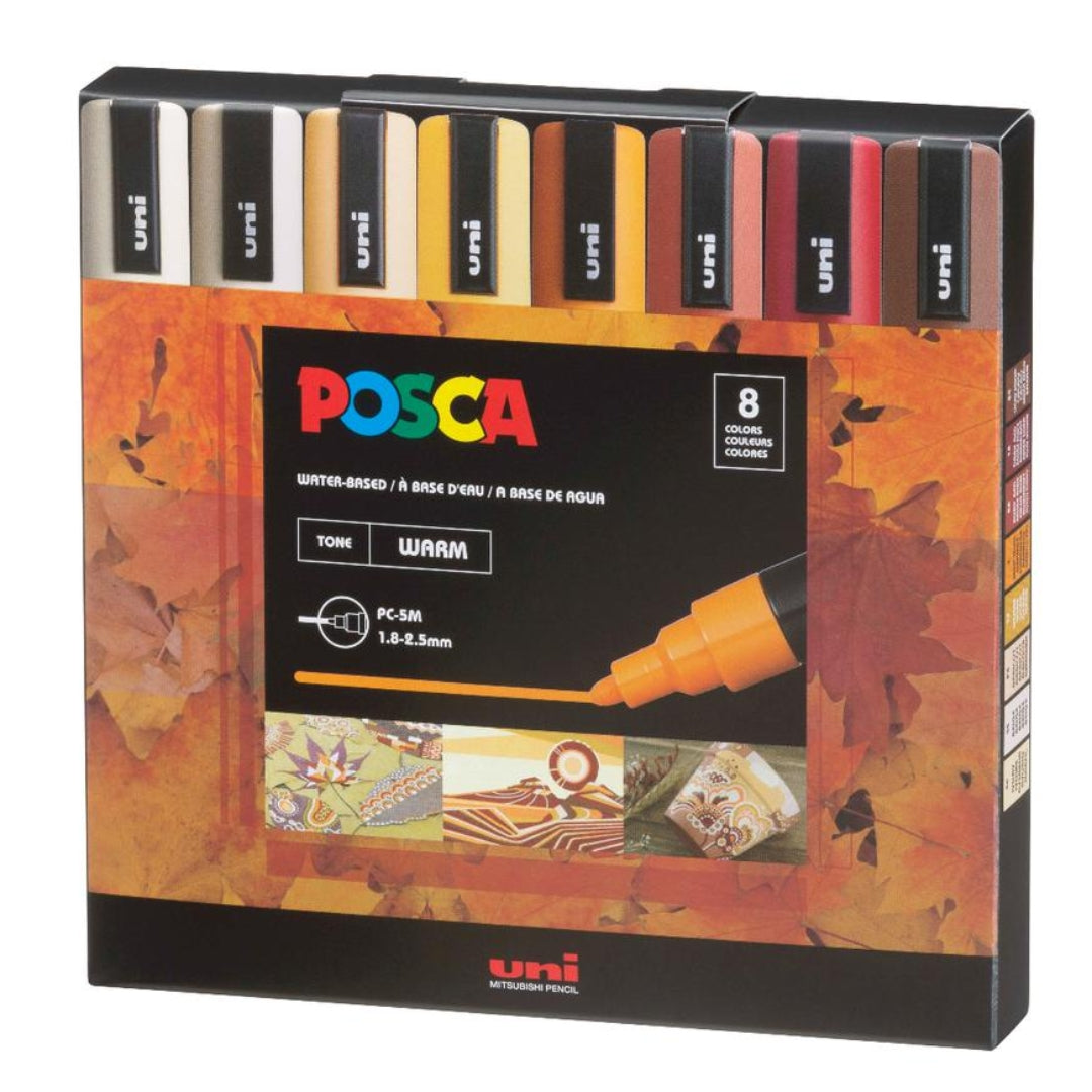 Set Marcadores Posca Punta 5M X 8 Warm