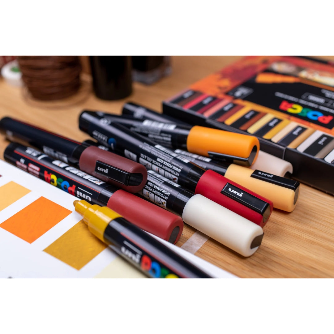 Set Marcadores Posca Punta 5M X 8 Warm
