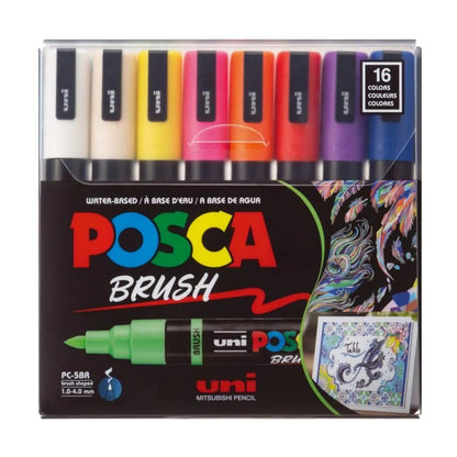 Set Marcadores Posca Punta 5BR X 16 Brush