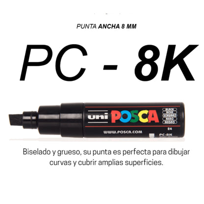 Set Marcadores Posca Punta 8K X 8 Cálidos