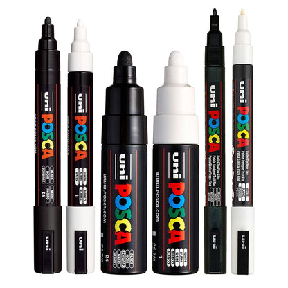 Pack Marcadores Posca Black & White x 6