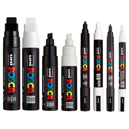 Pack Marcadores Posca Black & White x 8