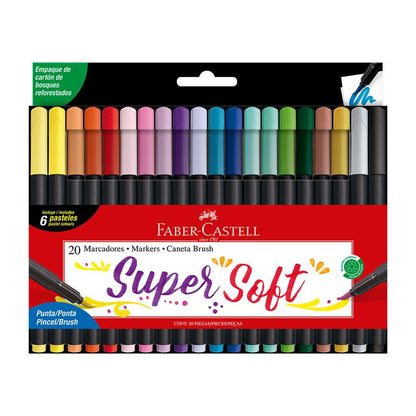 Plumones SuperSoft Punta Pincel Faber Castell x 20 Colores