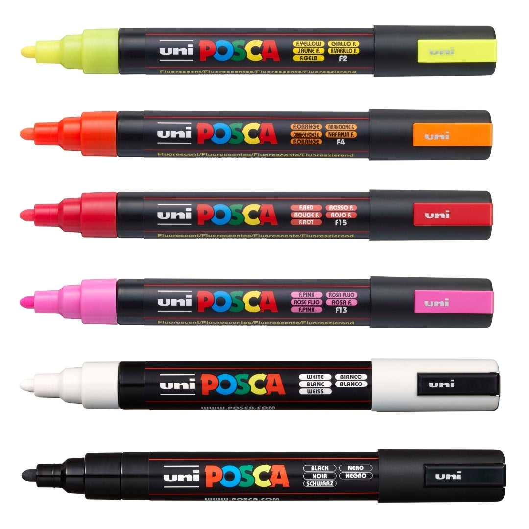 Set Marcadores Posca Punta 5M X 6 Neón