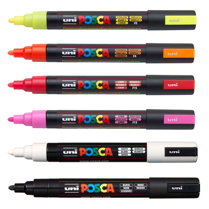 Set Marcadores Posca Punta 5M X 6 Neón