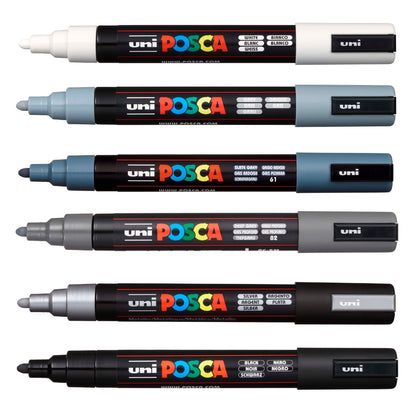 Set Marcadores Posca Punta 5M X 6 Shade Of Gray