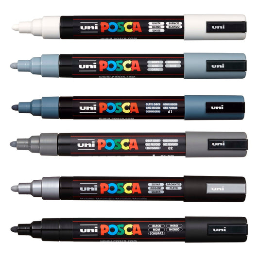 Set Marcadores Posca Punta 5M X 6 Shade Of Gray