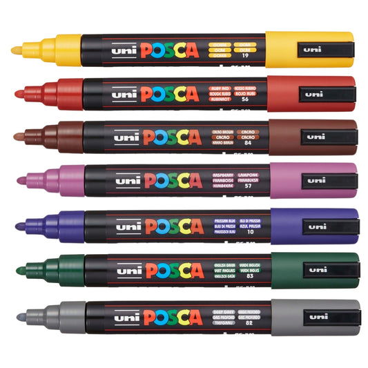 Set Marcadores Posca Punta 5M X 7 Nuevos Colores