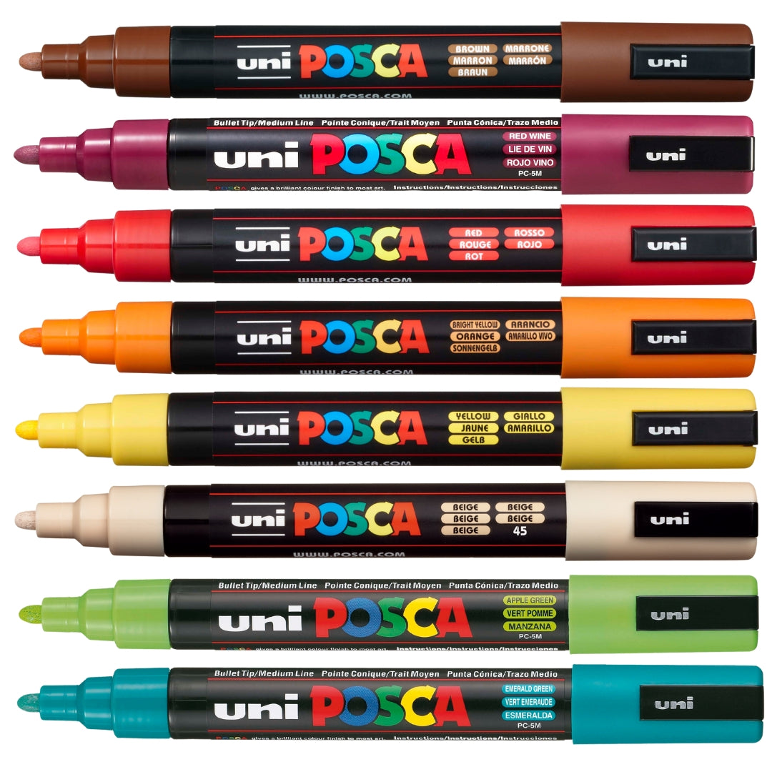 Set Marcadores Posca Punta 5M X 8 Cálidos
