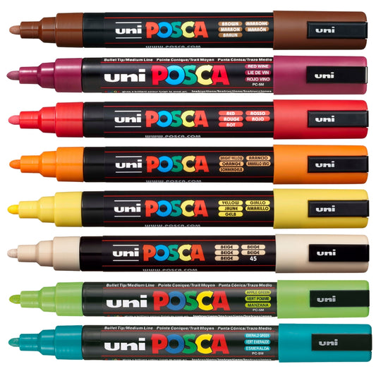 Set Marcadores Posca Punta 5M X 8 Cálidos
