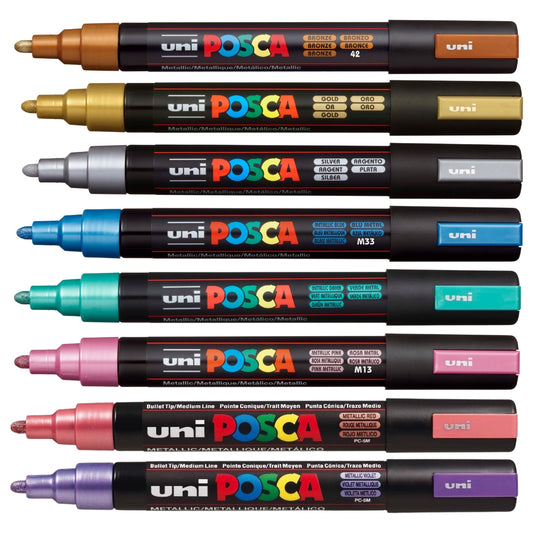 Set Marcadores Posca Punta 5M X 8 Metálicos