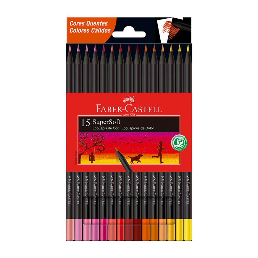 Lápices de Color Faber Castell SuperSoft x 15 Colores Cálidos