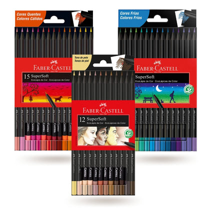 Pack Colores SuperSoft Faber Castell x 42 Fríos, Cálidos y Piel