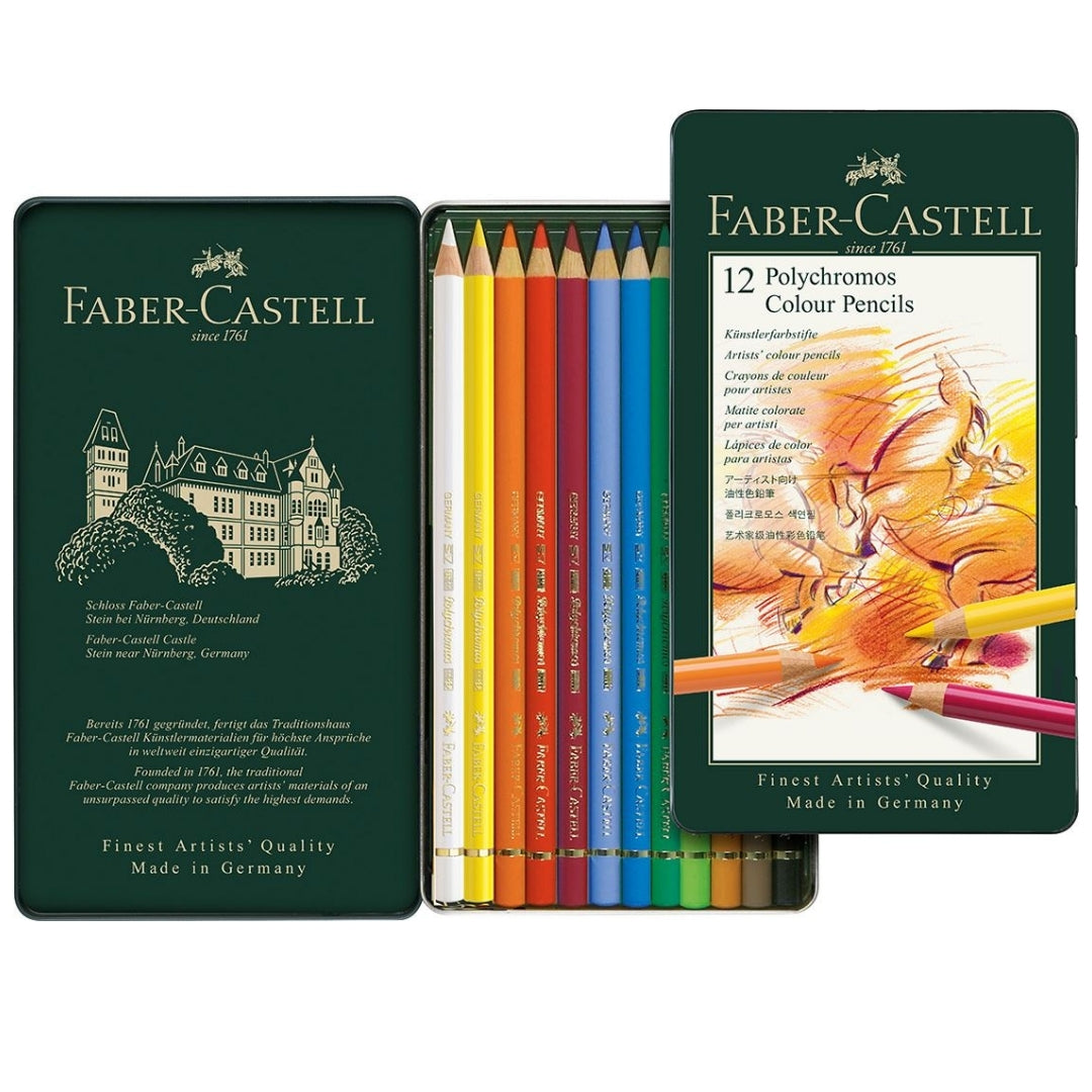 Colores Polychromos x 12 Faber Castell Estuche Metal