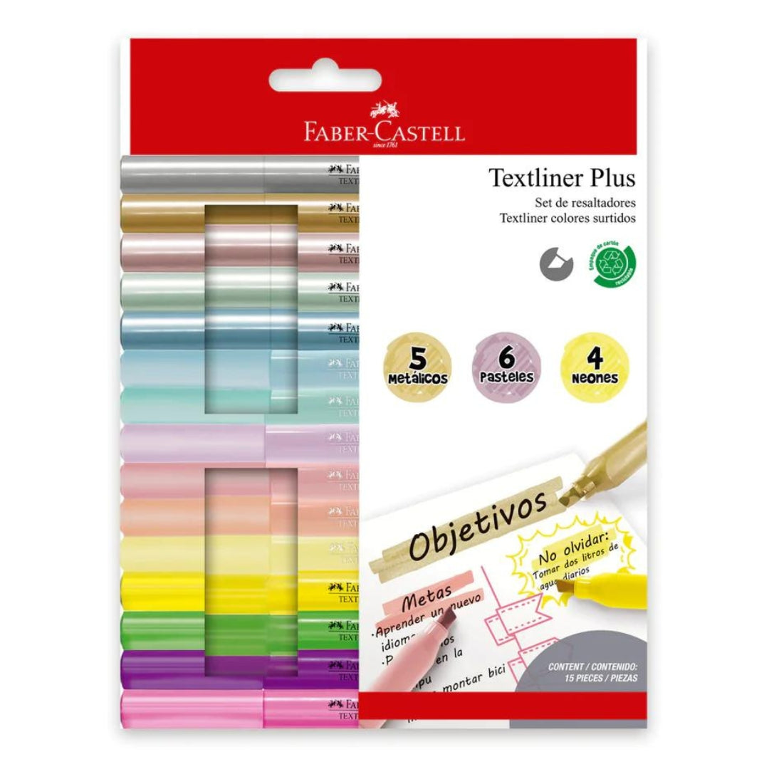 Resaltador x 15 Faber Castell Textliner Plus