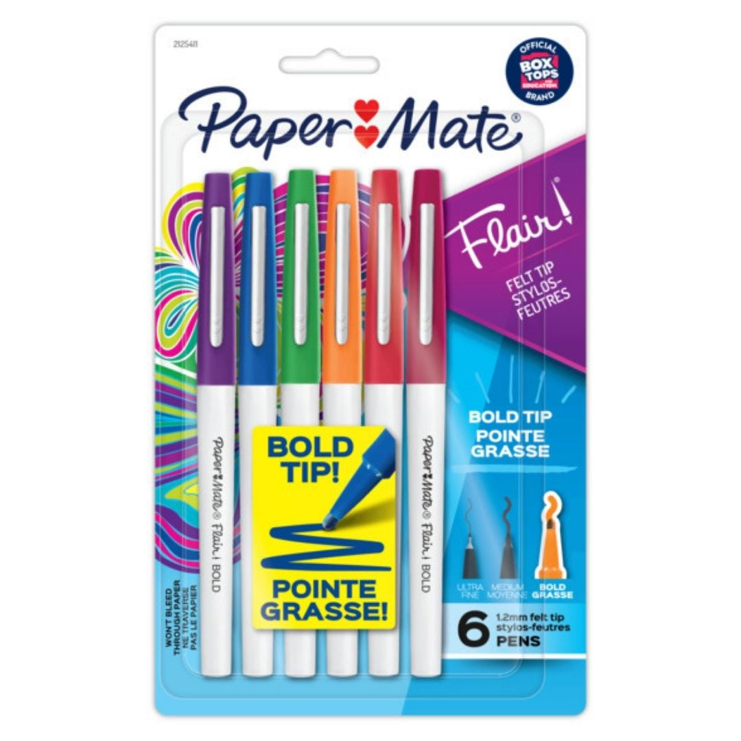 Marcadores Paper Mate Flair Bold Tip X 6 Punta Gruesa