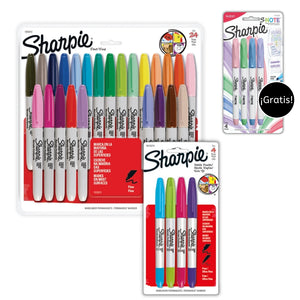 Pack Sharpie Marcadores Surtido 24 Finos + 4 Doble Punta + 1 Regalo