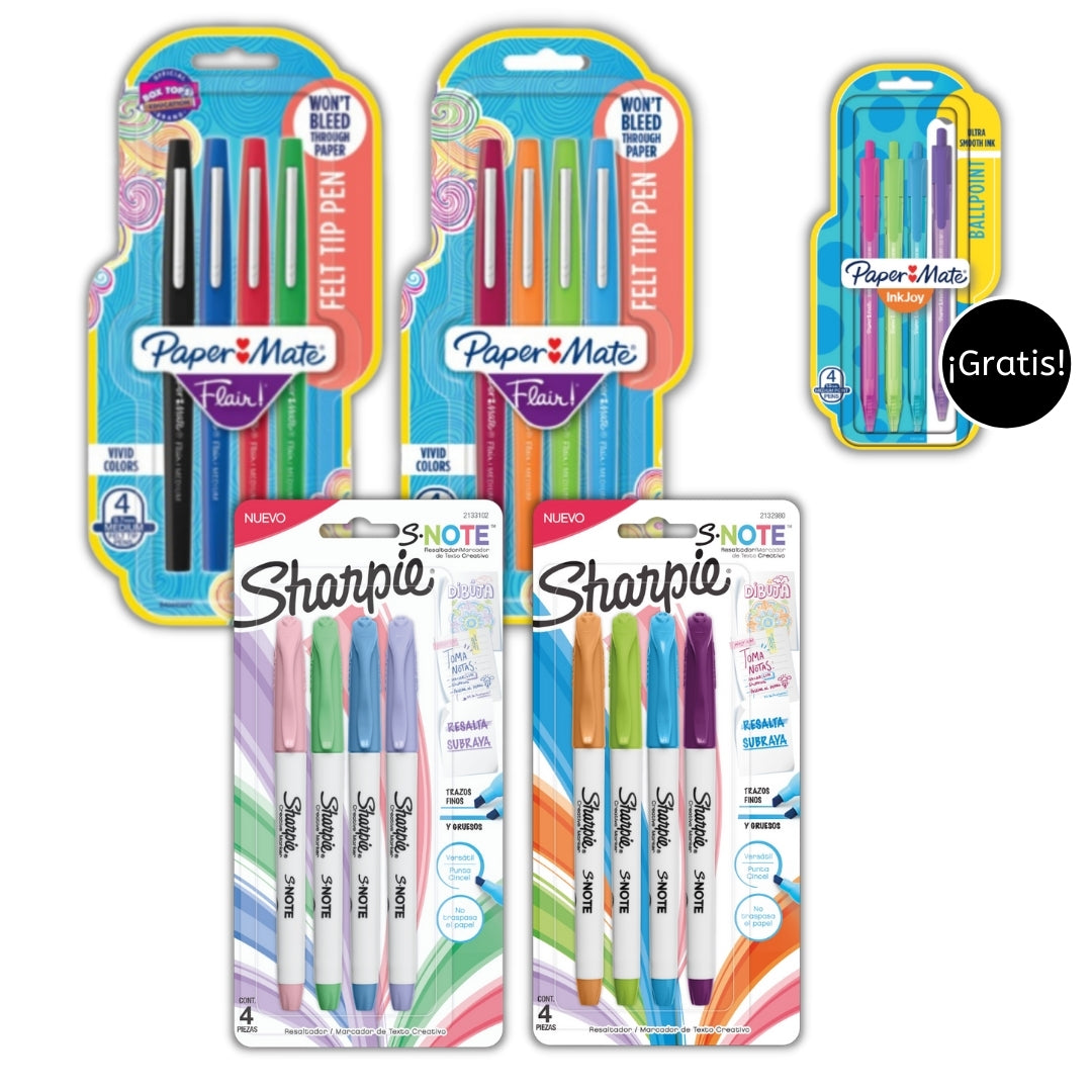 Pack Paper Mate 8 Flair + 8 S-Note + 1 Regalo