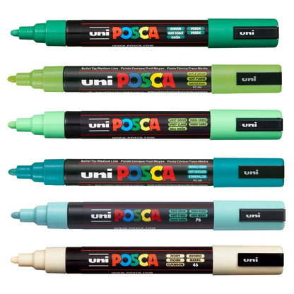 Set Marcadores Posca Punta 5M X 6 Shade of Green