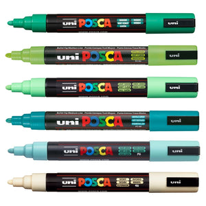 Set Marcadores Posca Punta 5M X 6 Shade of Green