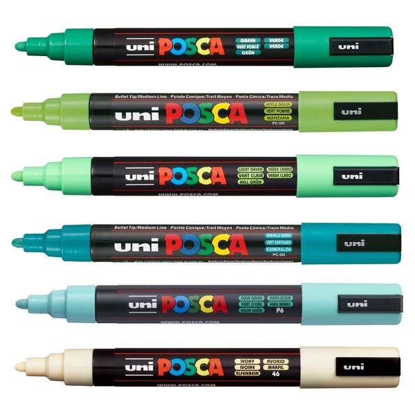 Set Marcadores Posca Punta 5M X 6 Shade of Green