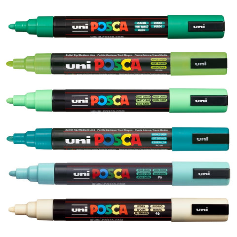 Set Marcadores Posca Punta 5M X 6 Shade of Green