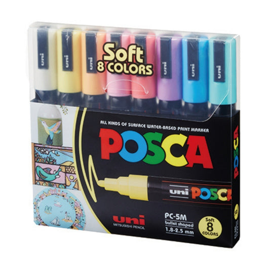 Set Marcadores Posca Punta 5M X 8 Colores Soft