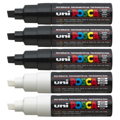 Set Marcadores Posca Punta 8K X 5 Black&White